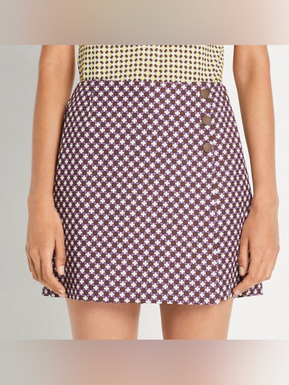Tory Burch Printed Performance Golf Skort Skirt Short Geometric Purple Small